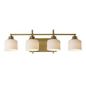 Maxim Lighting Bisque 4-Light Bath Vanity Light - 120V - Natural Aged Brass - White Glass
