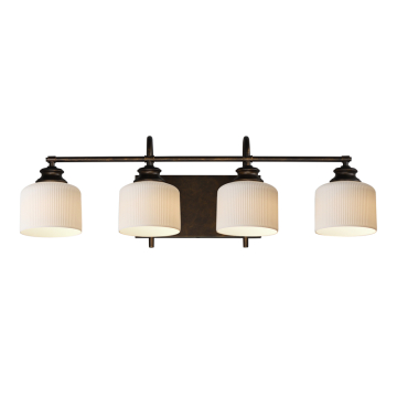 Maxim Lighting Bisque 4-Light Bath Vanity Light - 120V - Oil Rubbed Bronze - White Glass