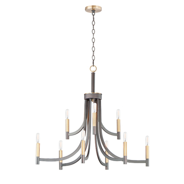 Maxim Lighting Lyndon 9-Light Chandelier - 120V - Bronze / Antique Brass