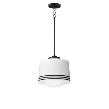 Maxim Lighting Eureka 1-Light Pendant - 120V - Black - White Glass