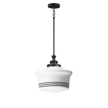 Maxim Lighting Eureka 1-Light Pendant - 120V - Black - White Glass