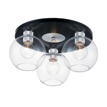Maxim Lighting Vessel 3-Light Flush Mount - 120V - Black / Brushed Aluminum