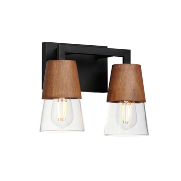 Maxim Lighting Carpenter 2-Light Bath Vanity - 120V - Walnut / Black