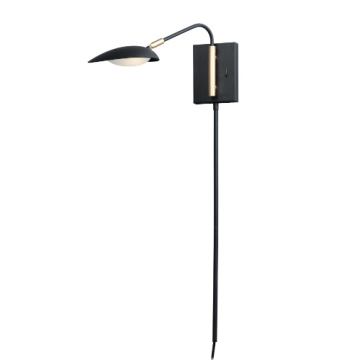 Maxim Lighting Scan 1-Light LED Swing Arm Wall Sconce - 3000K - 120V - Black / Satin Brass