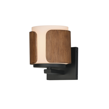 Maxim Lighting Draughtsman Wall Sconce - 120V - Walnut / Black - Satin White Glass