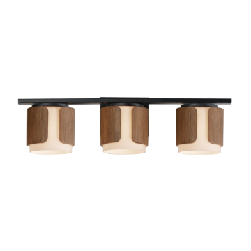 Maxim Lighting Draughtsman 3-Light Bath Vanity - 120V - Walnut / Black - Satin White Glass