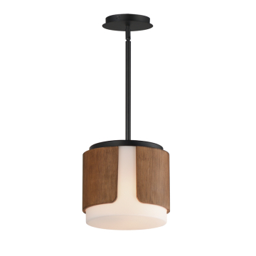 Maxim Lighting Draughtsman 10" Semi Flush Mount/Pendant - 120V - Walnut / Black - Satin White Glass
