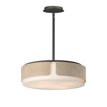 Maxim Lighting Draughtsman 18" Semi Flush Mount/Pendant - 120V - Natural Wood / Charcoal - Satin White Glass