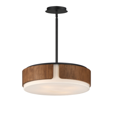 Maxim Lighting Draughtsman 18" Semi Flush Mount/Pendant - 120V - Walnut / Black - Satin White Glass