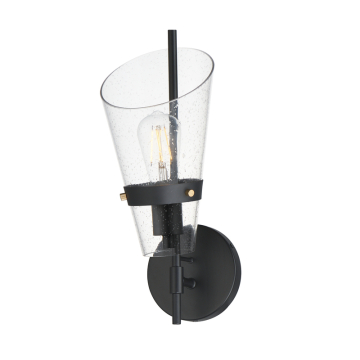 Maxim Lighting Finch 1-Light Wall Sconce - 120V - Dark Bronze / Antique Brass - Seedy Glass