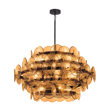 Maxim Lighting Loren 12-Light Chandelier - 120V - Gunmetal - Amber Glass