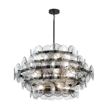 Maxim Lighting Loren 12-Light Chandelier - 120V - Gunmetal - Textured Clear Glass