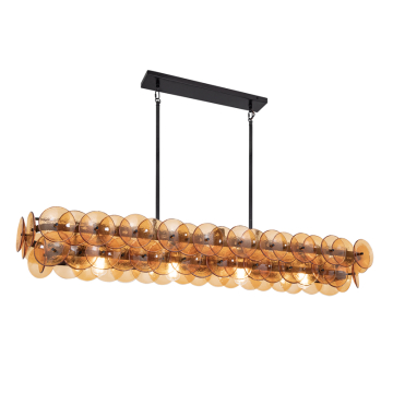 Maxim Lighting Loren 54" Linear Chandelier - 120V - Gunmetal - Amber Glass