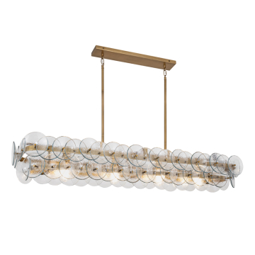 Maxim Lighting Loren 54" Linear Chandelier - 120V - Weathered Brass - Clear Glass