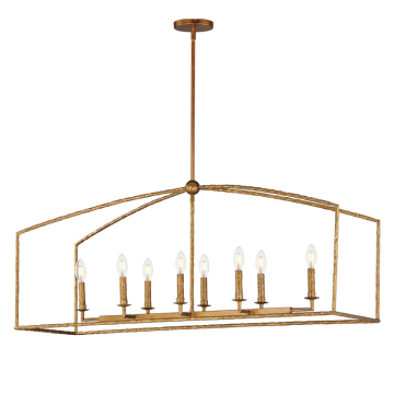 Maxim Lighting Martel 8-Light Linear Chandelier - 120V - Etruscan Gold