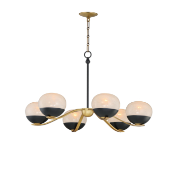 Maxim Lighting Lucerne 6-Light Chandelier - 120V - Black / Natural Aged Brass - Marble Glass
