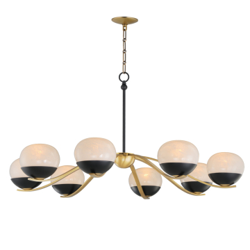 Maxim Lighting Lucerne 8-Light Chandelier - 120V - Black / Natural Aged Brass - Marble Glass