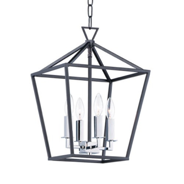 Maxim Lighting Abode 4-Light Small Chandelier - 120V - Textured Black / Polished Nickel