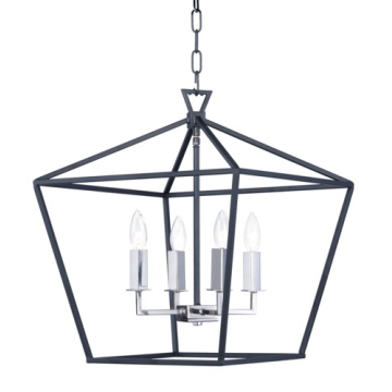 Maxim Lighting Abode 4-Light Chandelier - 120V - Textured Black / Polished Nickel