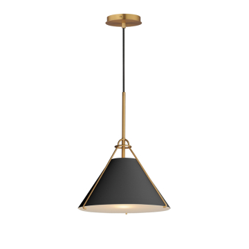 Maxim Lighting Lucas Single Pendant - 120V - Black / Natural Aged Brass