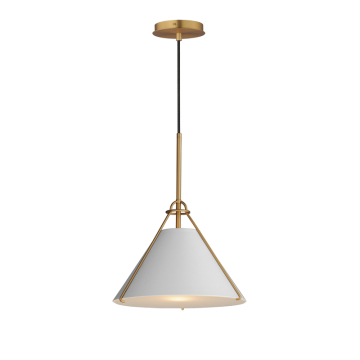 Maxim Lighting Lucas Single Pendant - 120V - Light French Gray / Natural Aged Brass