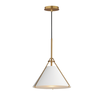 Maxim Lighting Lucas Single Pendant - 120V - White / Natural Aged Brass