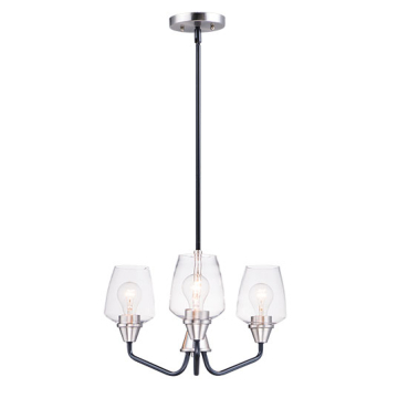 Maxim Lighting Goblet 3-Light Chandelier - 120V - Black / Satin Nickel