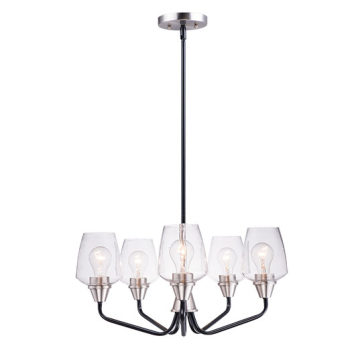 Maxim Lighting Goblet 5-Light Chandelier - 120V - Black / Satin Nickel
