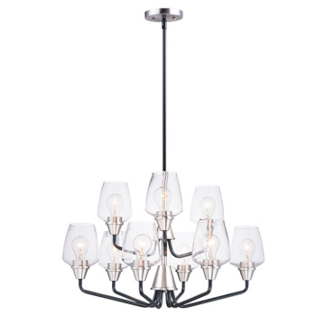 Maxim Lighting Goblet 9-Light Chandelier - 120V - Black / Satin Nickel