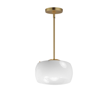 Maxim Lighting Glazed Single Pendant - 120V - White / Natural Aged Brass