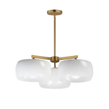 Maxim Lighting Glazed 3-Light Chandelier - 120V - White / Natural Aged Brass