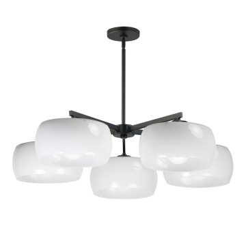 Maxim Lighting Glazed 5-Light Chandelier - 120V - White / Black