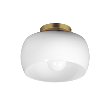 Maxim Lighting Glazed Flush Mount - 120V - White / Natural Aged Brass