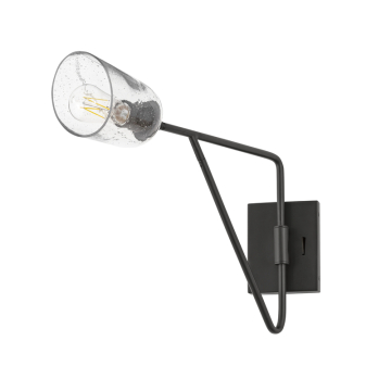 Maxim Lighting Keppe Swing Arm Wall Sconce - 120V - Dark Bronze - Stone Seeded Glass