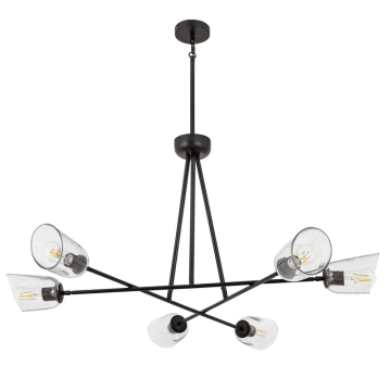 Maxim Lighting Keppe 6-Light Chandelier - 120V - Dark Bronze - Stone Seeded Glass