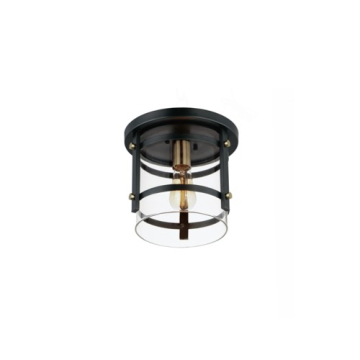 Maxim Lighting Capitol 1-Light Flush Mount - 120V - Black / Antique Brass