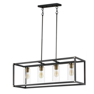 Maxim Lighting Capitol 4-Light Linear Pendant - 120V - Black / Antique Brass