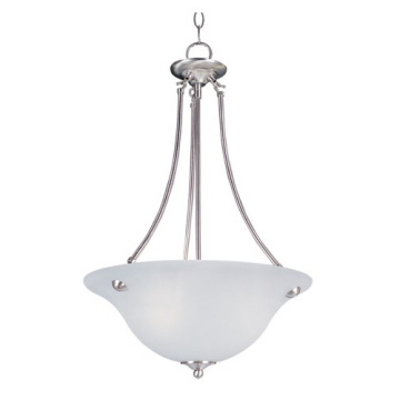 Maxim Lighting Malaga 3-Light Invert Bowl Pendant - Frosted Glass Shade - 120V - Satin Nickel