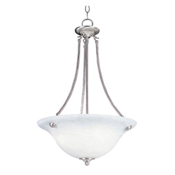 Maxim Lighting Malaga 3-Light Invert Bowl Pendant - Marble Glass Shade - 120V - Satin Nickel