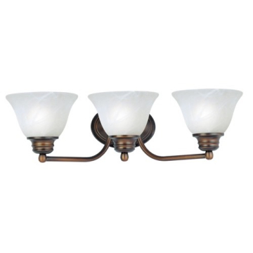 Maxim Lighting Malaga 3-Light Vanity Light - Marble Glass Shade - 120V - Oil Rubbed Bronze