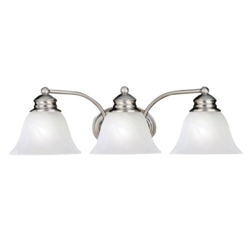 Maxim Lighting Malaga 3-Light Vanity Light - Marble Glass Shade - 120V - Satin Nickel