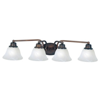 Maxim Lighting Malaga 4-Light Vanity Light - Marble Glass Shade - 120V - Oil Rubbed Bronze