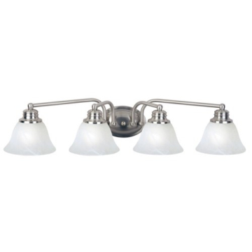 Maxim Lighting Malaga 4-Light Vanity Light - Marble Glass Shade - 120V - Satin Nickel