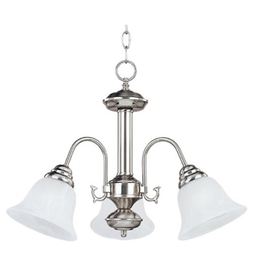 Maxim Lighting Malaga 3-Light Chandelier - Marble Glass Shade - 120V - Satin Nickel