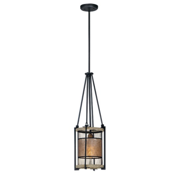 Maxim Lighting Boundry 1-Light Pendant - 120V - Black / Barn Wood / Antique Brass