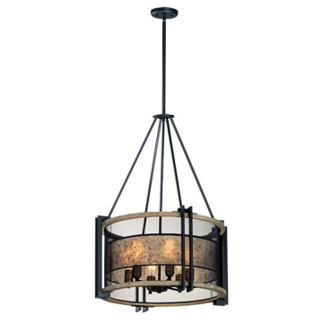 Maxim Lighting Boundry 6-Light Chandelier - 120V - Black / Barn Wood / Antique Brass
