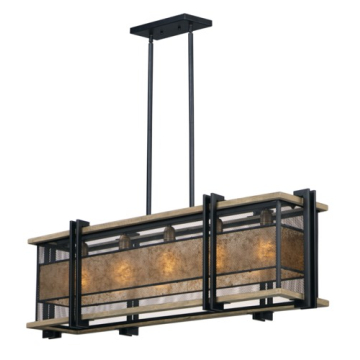 Maxim Lighting Boundry 5-Light Linear Pendant - 120V - Black / Barn Wood / Antique Brass