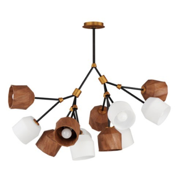 Maxim Lighting Akimbo 12-Light Pendant - 120V - Dark Bronze / Antique Brass
