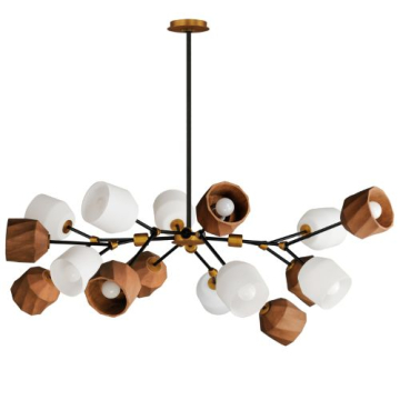 Maxim Lighting Akimbo 16-Light Pendant - 120V - Dark Bronze / Antique Brass