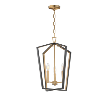Maxim Lighting Melrose 3-Light Pendant - 120V - Black / Natural Aged Brass